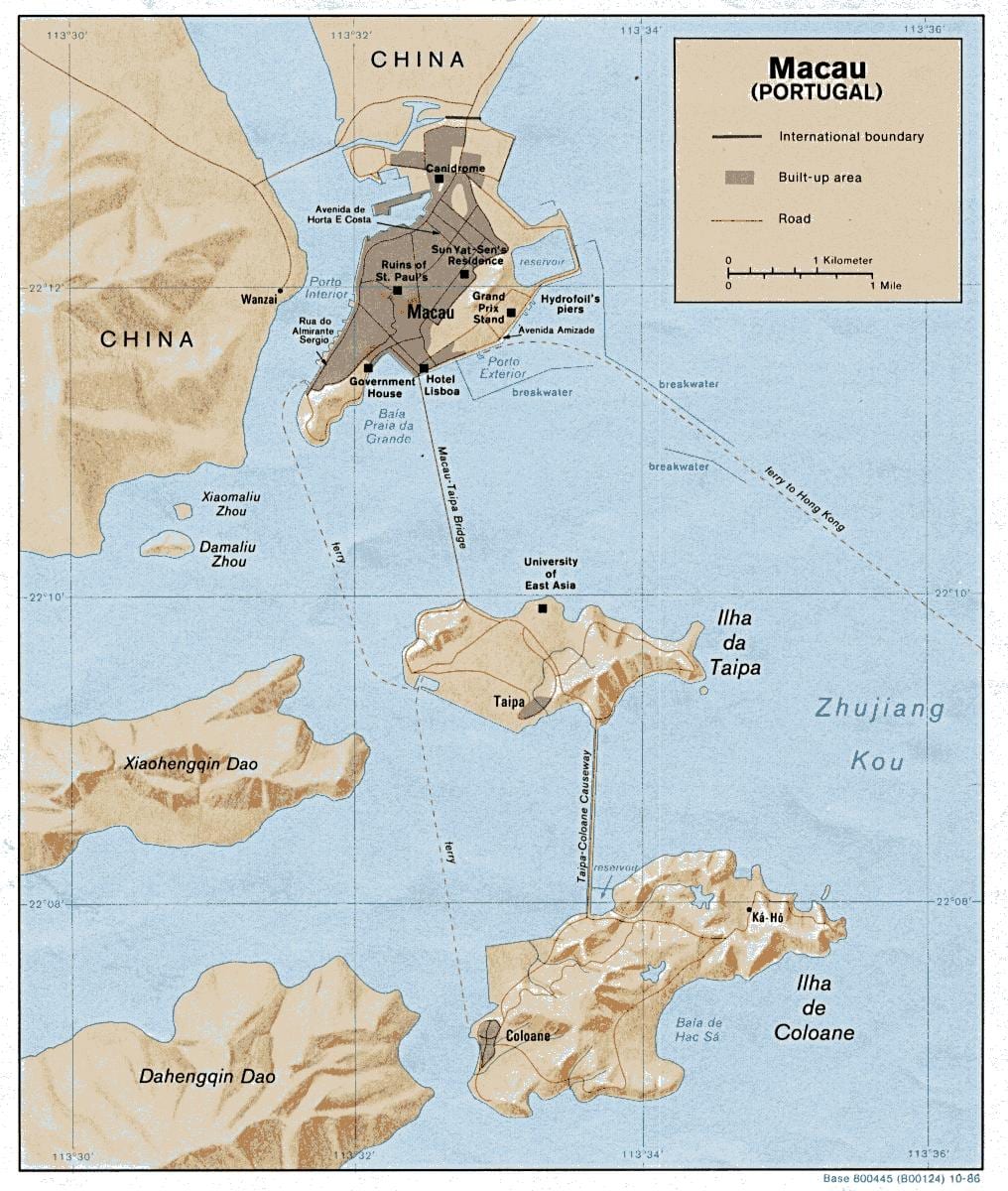 harta e Macau qytetin e vjetër