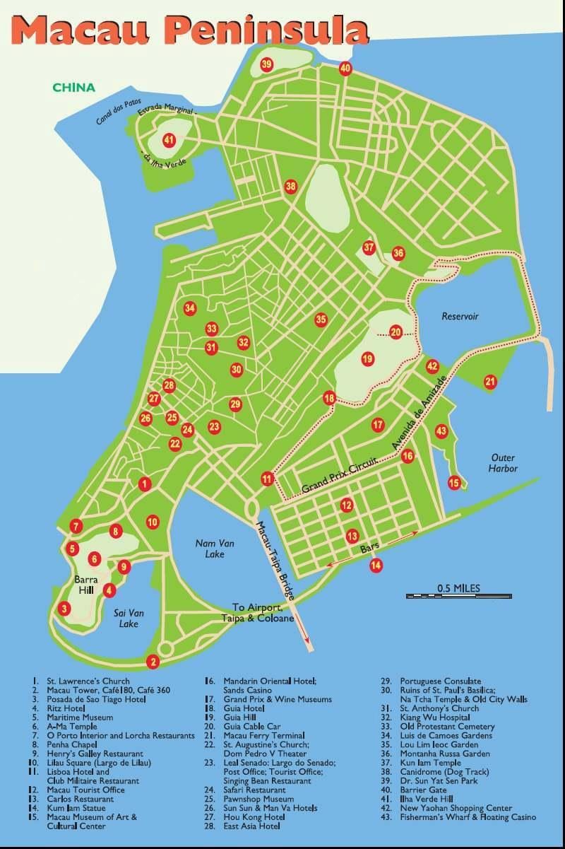 Macau turistike njolla të hartës