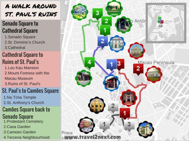 harta e rrënojat e shën palit Macau